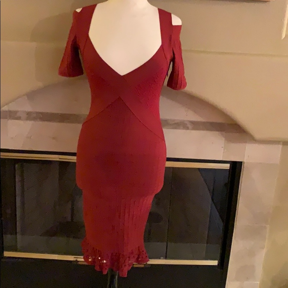 Zac Posen Red Knit Dress M